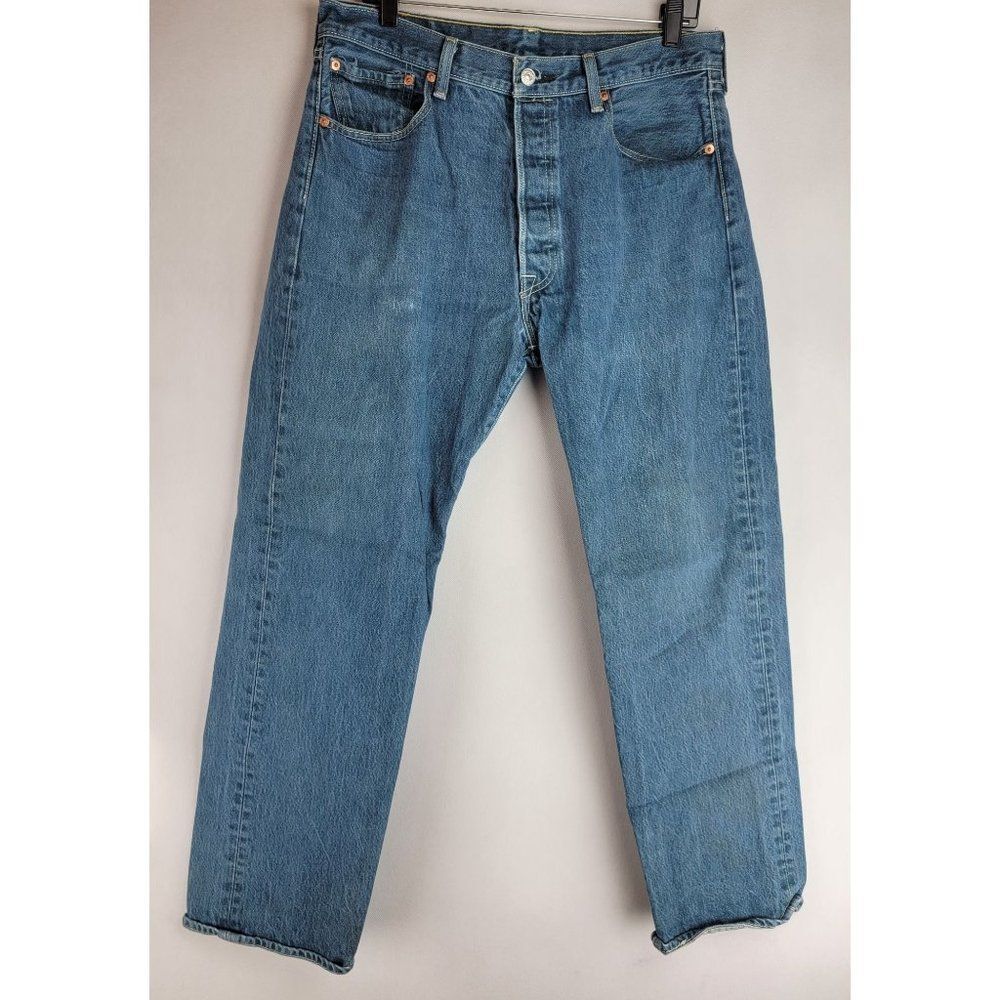 Levis 501 XX Mens Size 36 X 34 Blue Demin Medium Wash Button Fly Jean